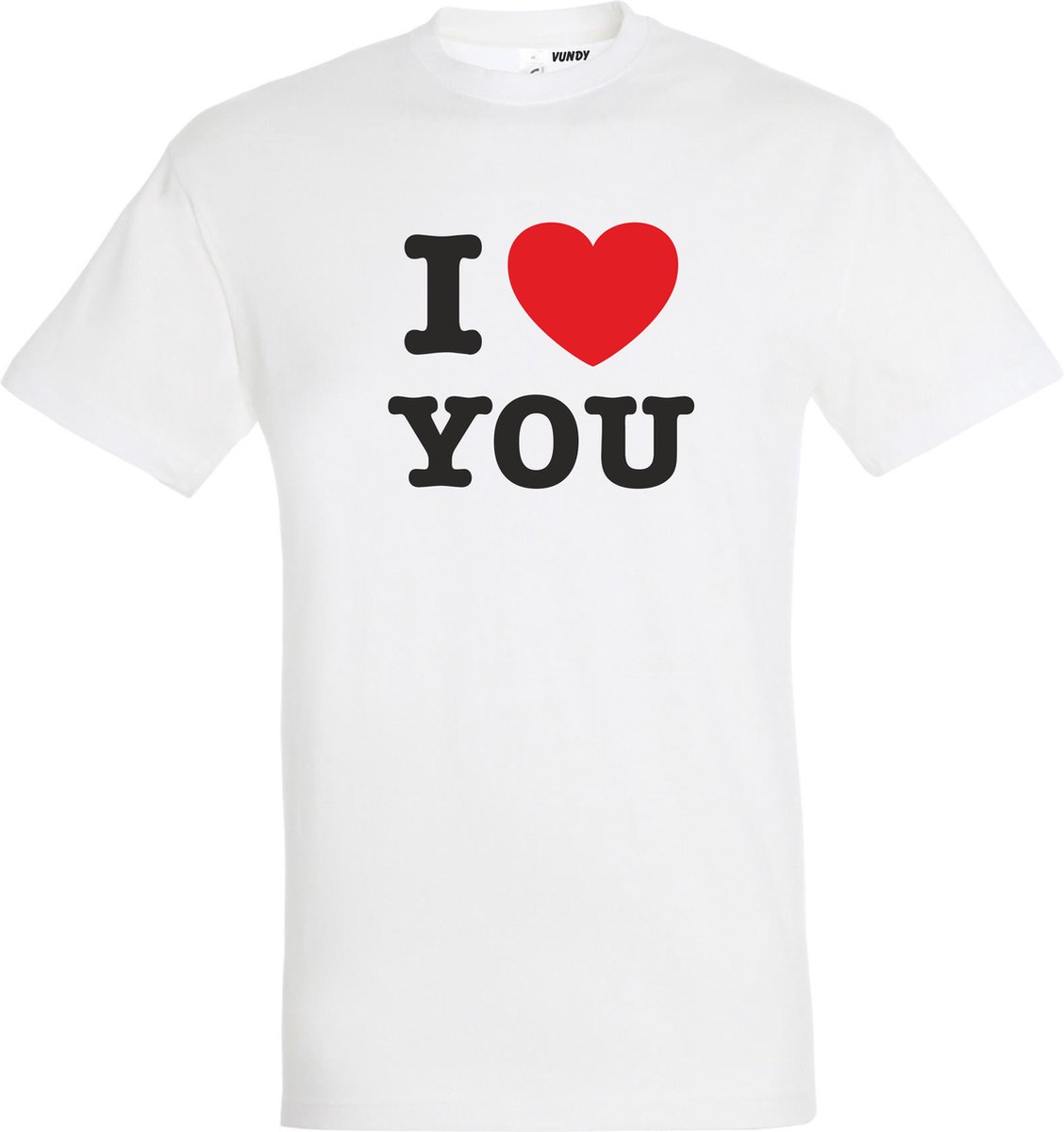 T-shirt I Love You | valentijn cadeautje voor hem haar | valentijn | valentijnsdag cadeau | Wit | maat L